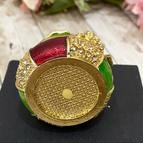 Cotillion Curio Jeweled Enamel Metal Trinket Box - Picture 6 of 13